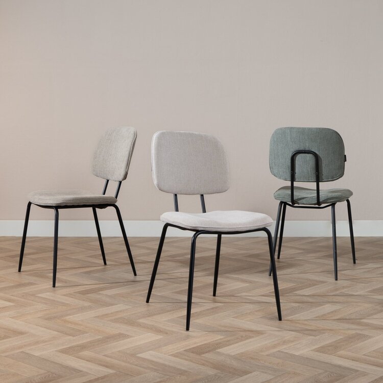 Chaise de salle à manger scandinave Ivar en tissu recyclé vert