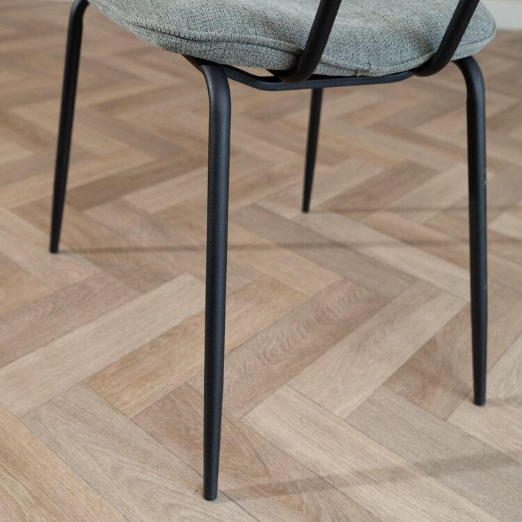 Chaise de salle à manger scandinave Ivar en tissu recyclé vert