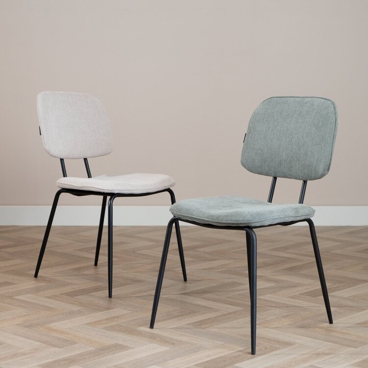 Chaise de salle à manger scandinave Ivar en tissu recyclé vert