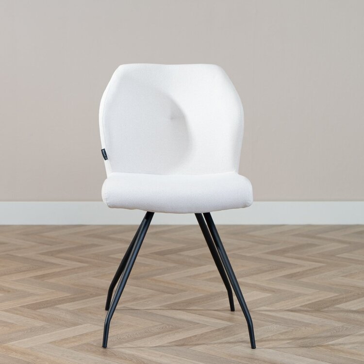 Chaise de salle à manger scandinave Fenris en tissu recyclé beige