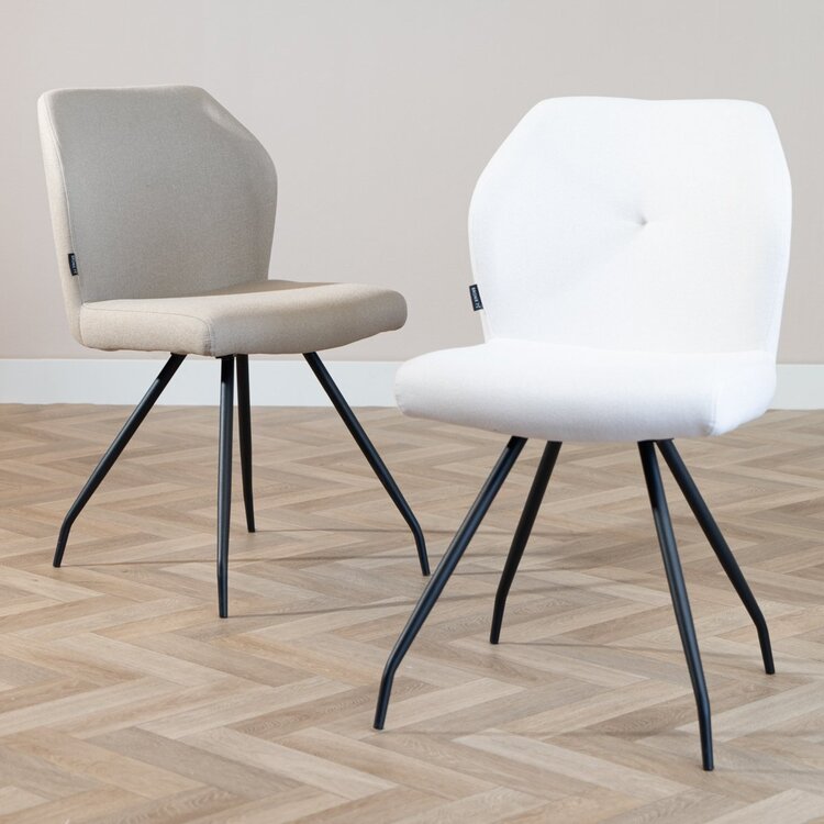 Chaise de salle à manger scandinave Fenris en tissu recyclé beige