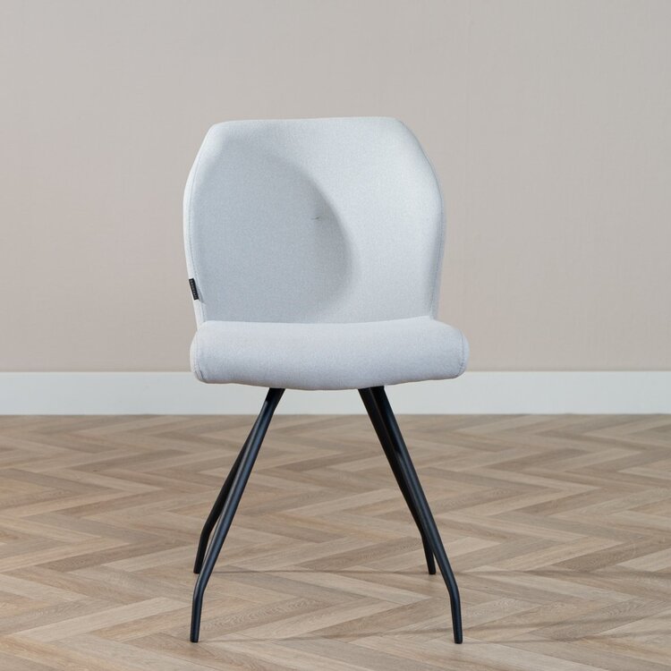 Chaise de salle à manger scandinave Fenris en tissu recyclé gris