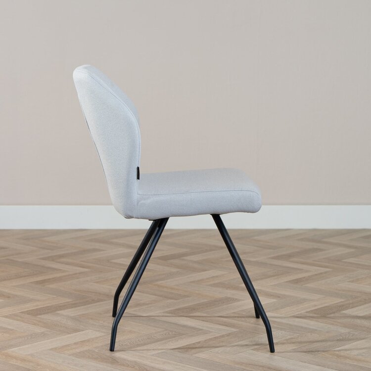 Chaise de salle à manger scandinave Fenris en tissu recyclé gris