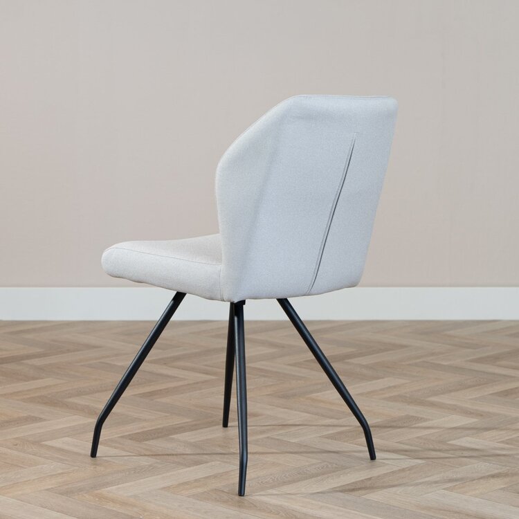 Chaise de salle à manger scandinave Fenris en tissu recyclé gris