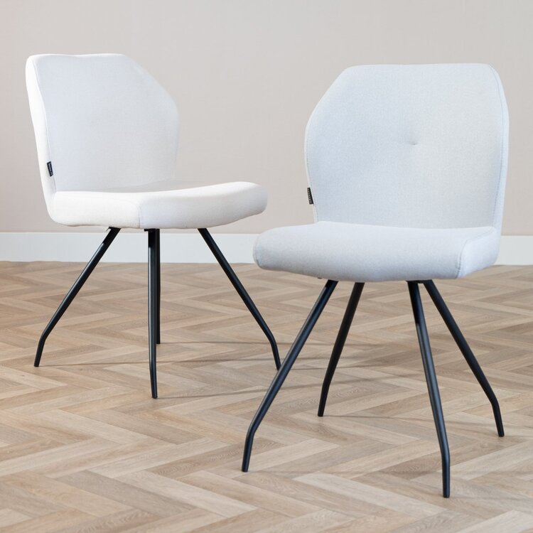 Chaise de salle à manger scandinave Fenris en tissu recyclé gris