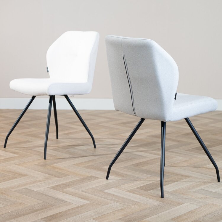 Chaise de salle à manger scandinave Fenris en tissu recyclé gris