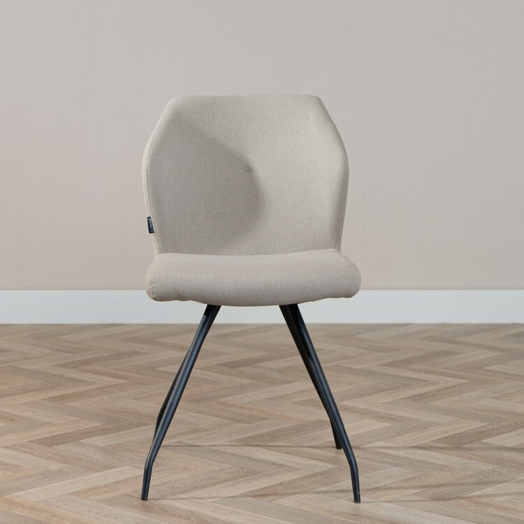 Chaise de salle à manger scandinave Fenris en tissu recyclé taupe