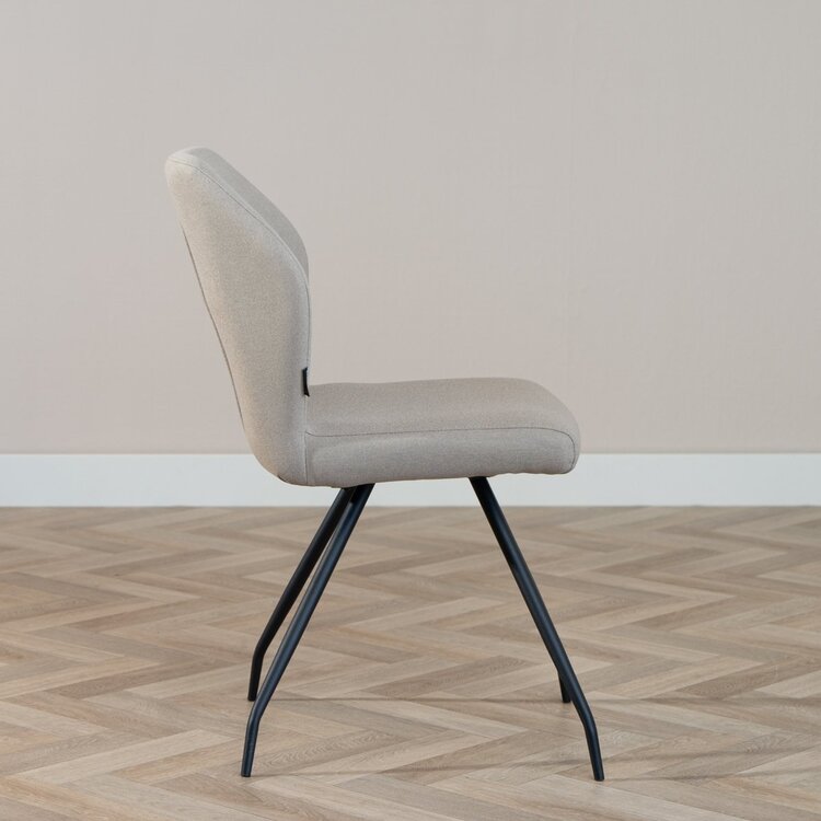 Chaise de salle à manger scandinave Fenris en tissu recyclé taupe