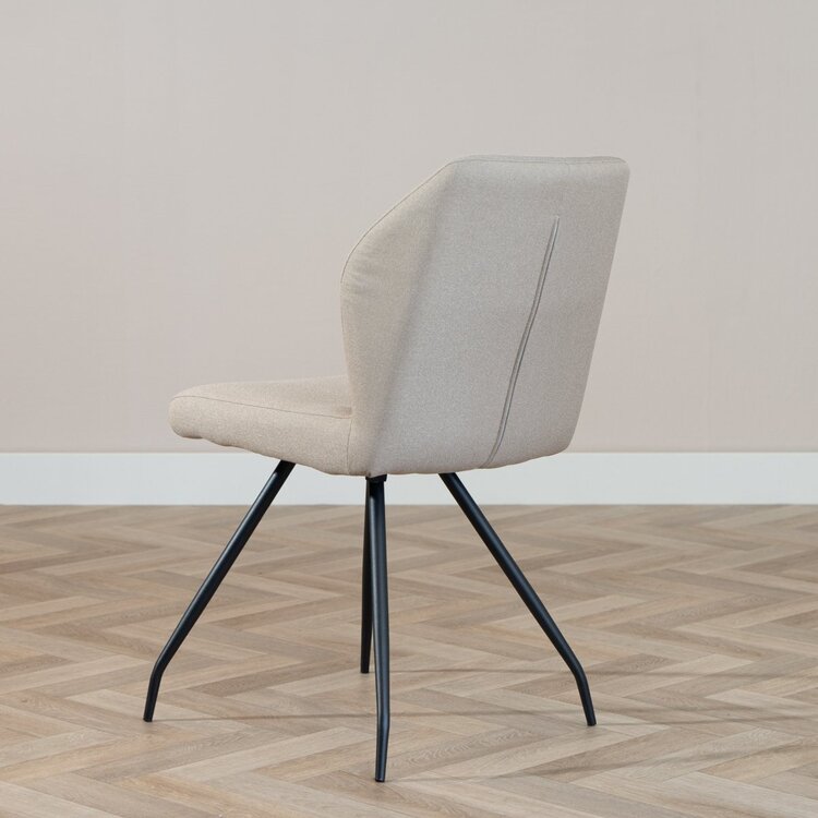 Chaise de salle à manger scandinave Fenris en tissu recyclé taupe