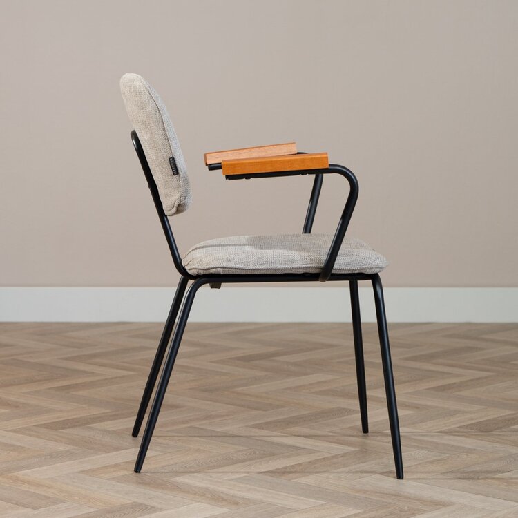 Chaise de salle à manger scandinave Oskar taupe en tissu recyclé