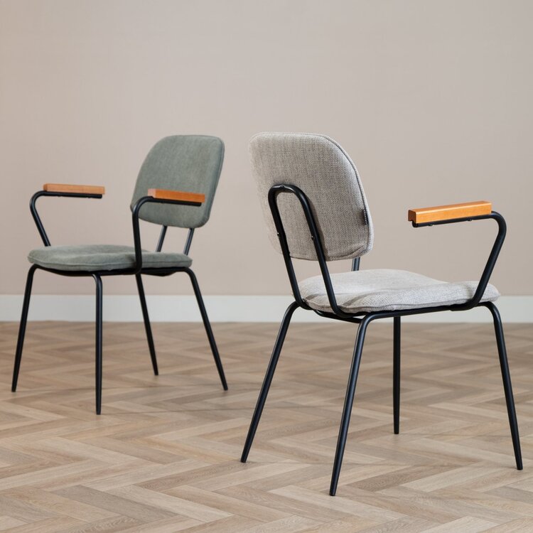 Chaise de salle à manger scandinave Oskar taupe en tissu recyclé