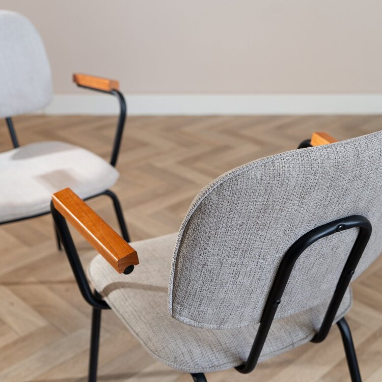 Chaise de salle à manger scandinave Oskar taupe en tissu recyclé