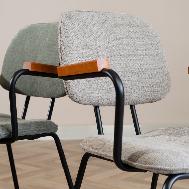 Chaise de salle à manger scandinave Oskar taupe en tissu recyclé