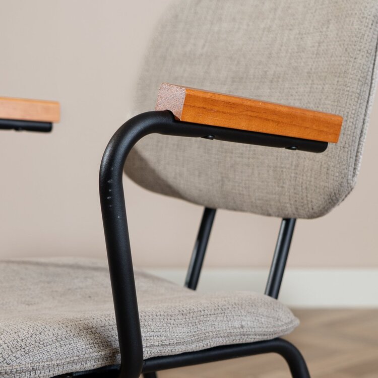 Chaise de salle à manger scandinave Oskar taupe en tissu recyclé