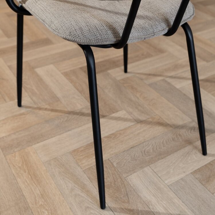 Chaise de salle à manger scandinave Oskar taupe en tissu recyclé