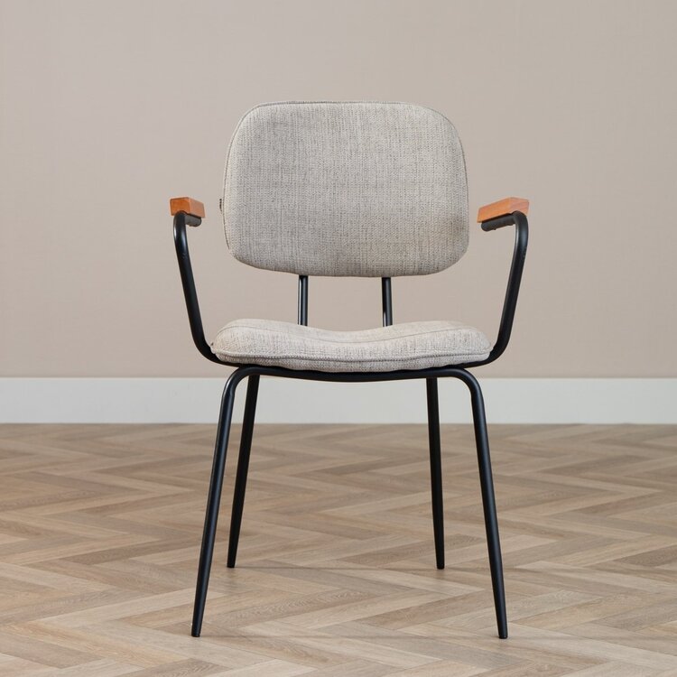 Chaise de salle à manger scandinave Oskar taupe en tissu recyclé