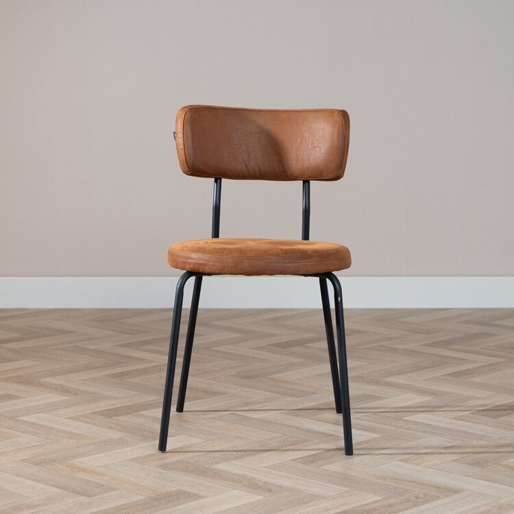 Chaise empilable industrielle Lyon cognac éco-cuir