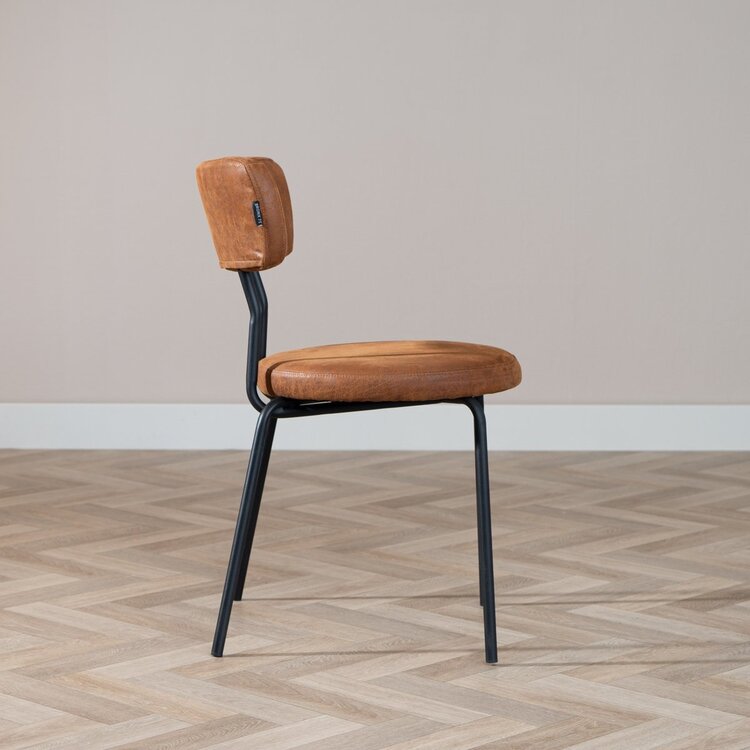 Chaise empilable industrielle Lyon cognac éco-cuir