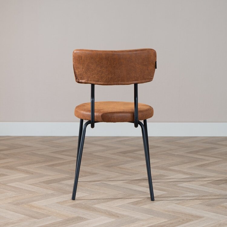 Chaise empilable industrielle Lyon cognac éco-cuir