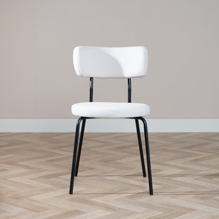 Chaise empilable scandinave Lyon tissu recyclé beige