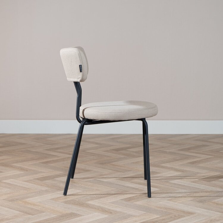 Chaise empilable scandinave Lyon tissu recyclé taupe