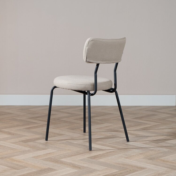 Chaise empilable scandinave Lyon tissu recyclé taupe