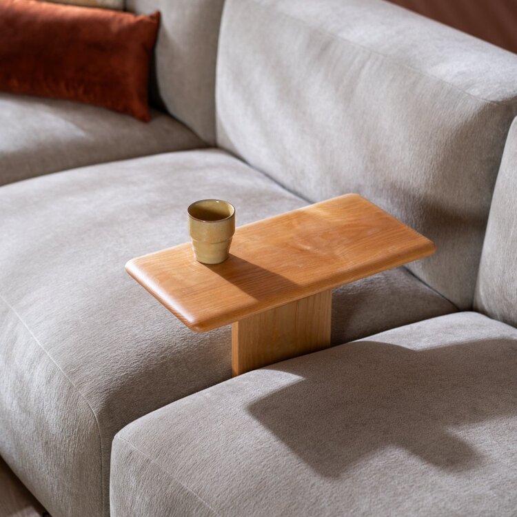 Canapé d'angle scandinave 6 places Karla chenille taupe