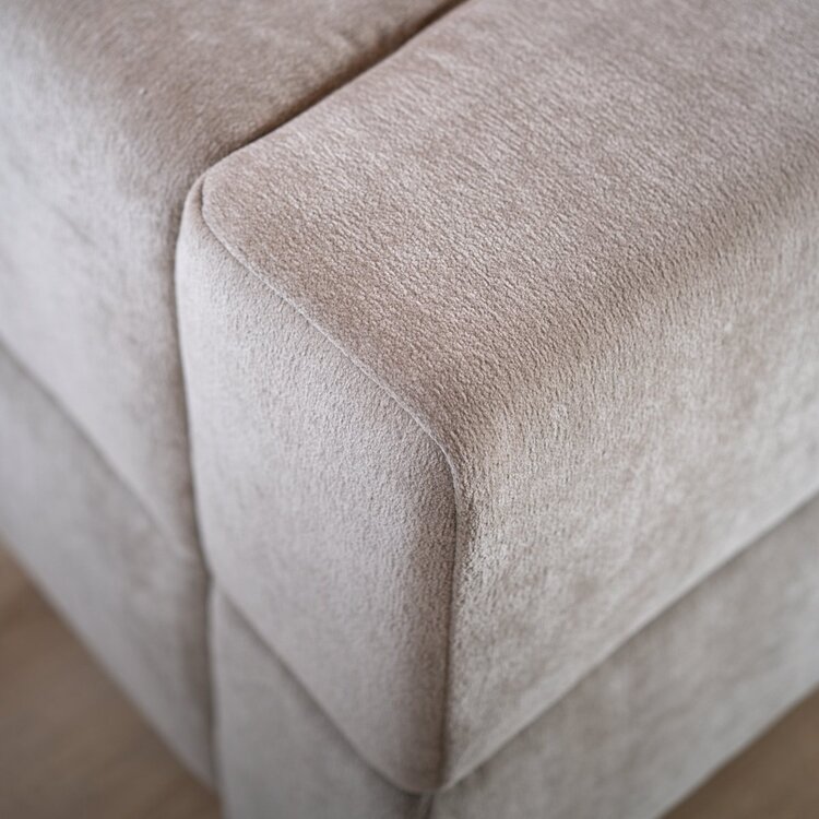 Canapé d'angle scandinave 6 places Karla chenille taupe