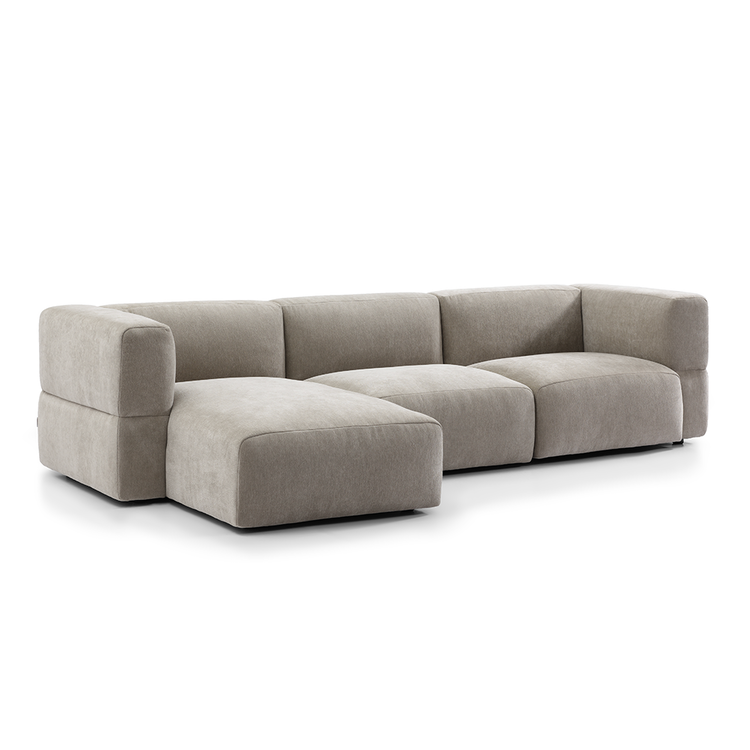Canapé d'angle gauche scandinave Karla chenille taupe