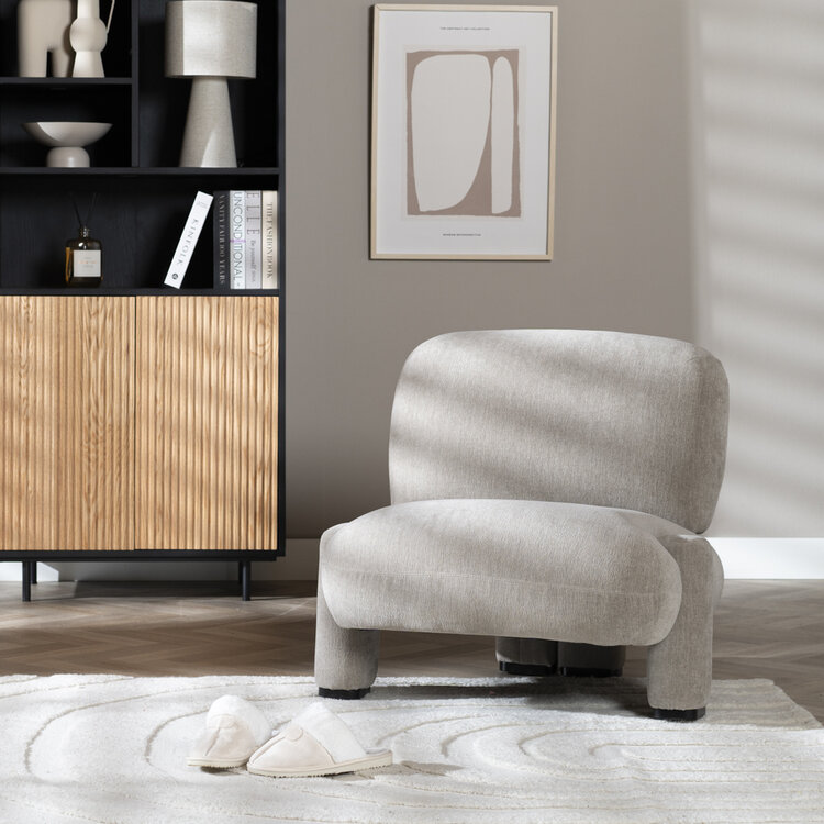 Fauteuil scandinave Louise chenille taupe