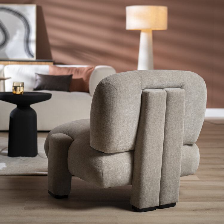 Fauteuil scandinave Louise chenille taupe