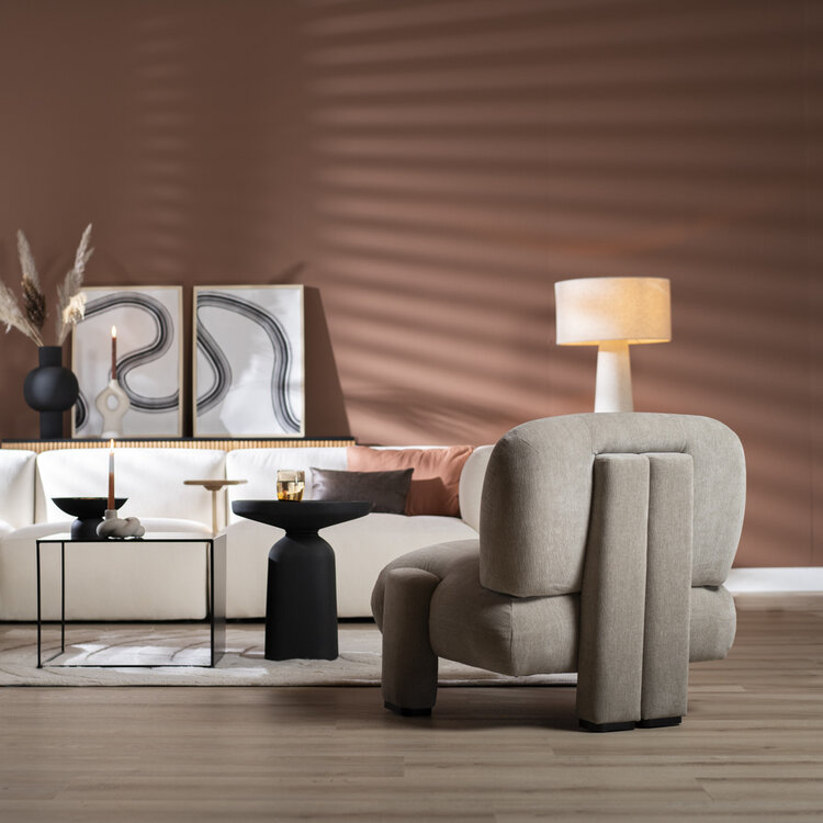 Fauteuil scandinave Louise chenille taupe
