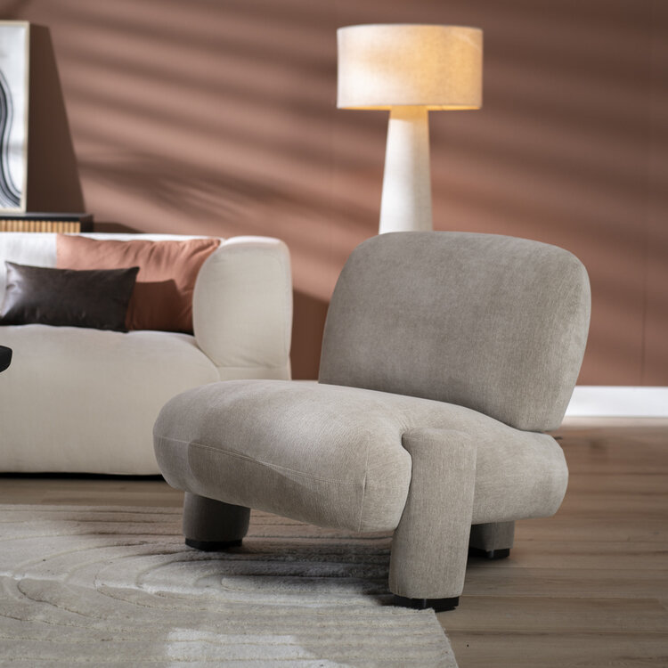 Fauteuil scandinave Louise chenille taupe