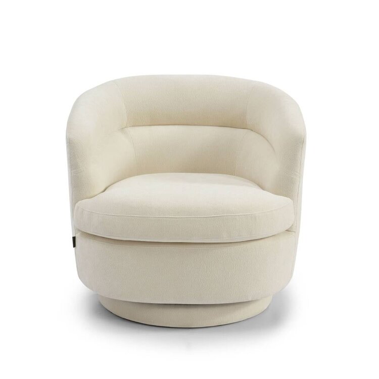 Fauteuil scandinave Valerie chenille blanc cassé