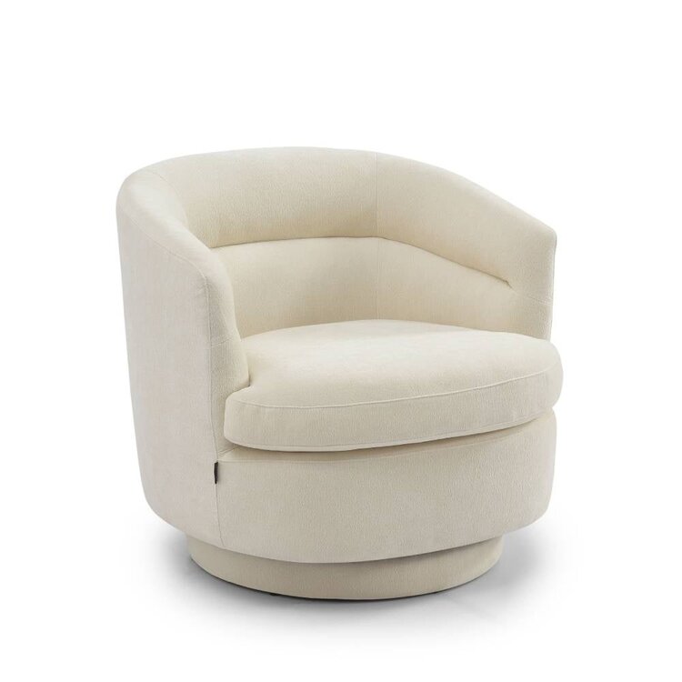 Fauteuil scandinave Valerie chenille blanc cassé