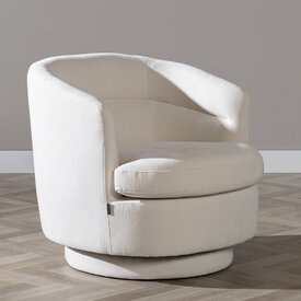 Fauteuil scandinave Valerie chenille blanc cassé