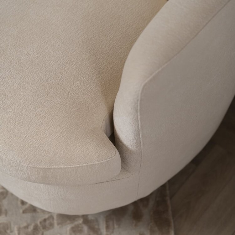 Fauteuil scandinave Valerie chenille blanc cassé