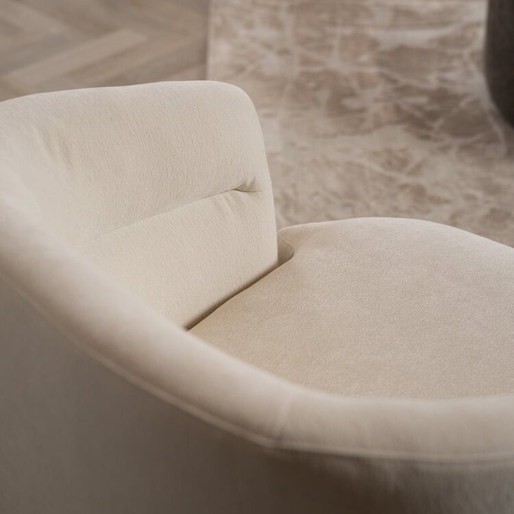 Fauteuil scandinave Valerie chenille blanc cassé