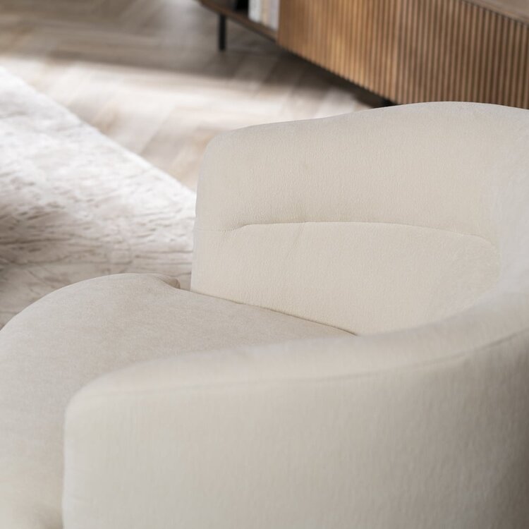 Fauteuil scandinave Valerie chenille blanc cassé