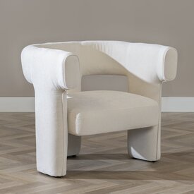 Fauteuil scandinave Bibi chenille blanc cassé