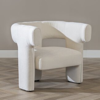 Fauteuil scandinave Bibi chenille blanc cassé