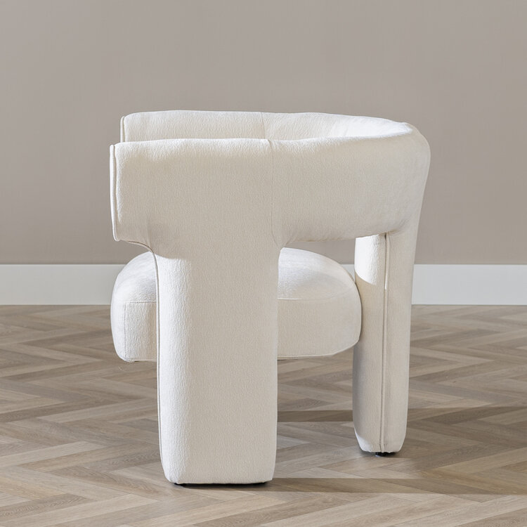 Fauteuil scandinave Bibi chenille blanc cassé