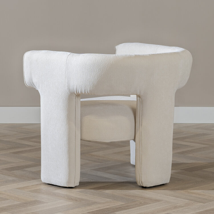 Fauteuil scandinave Bibi chenille blanc cassé