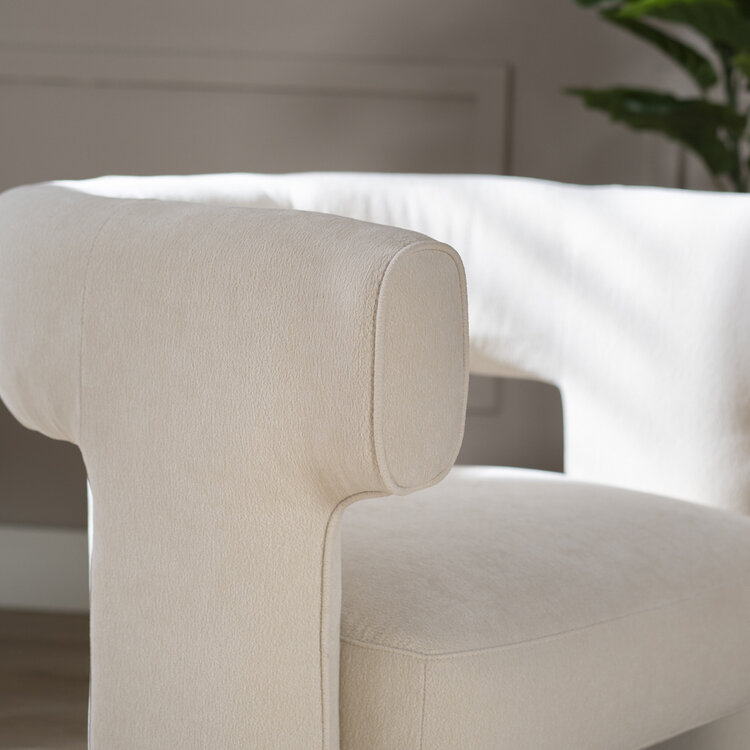 Fauteuil scandinave Bibi chenille blanc cassé