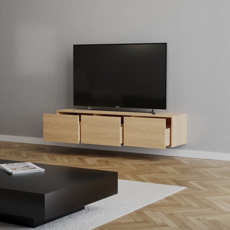Meuble tv Thomas chêne blanc 150 cm