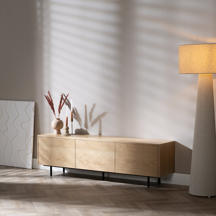 Meuble tv Thomas chêne blanc 150 cm
