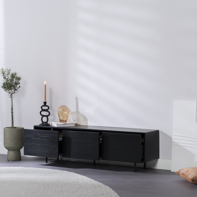 Meuble tv Thomas chêne noir 150 cm