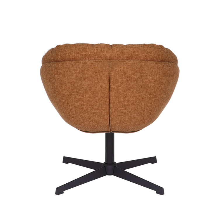 Fauteuil pivotant Porto tissu lin orange cuivre