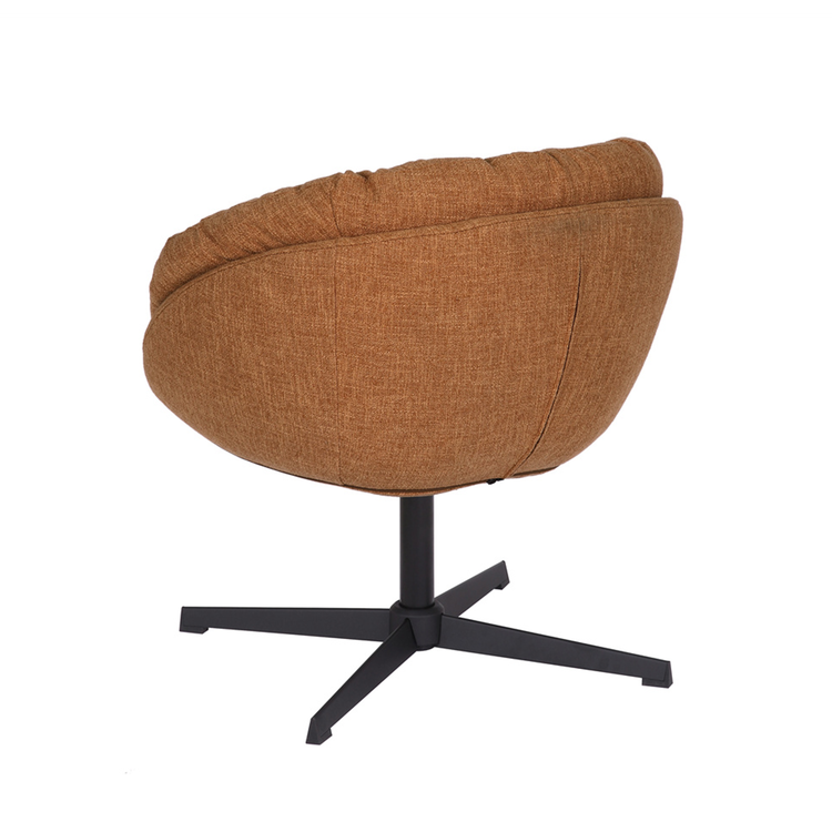 Fauteuil pivotant Porto tissu lin orange cuivre
