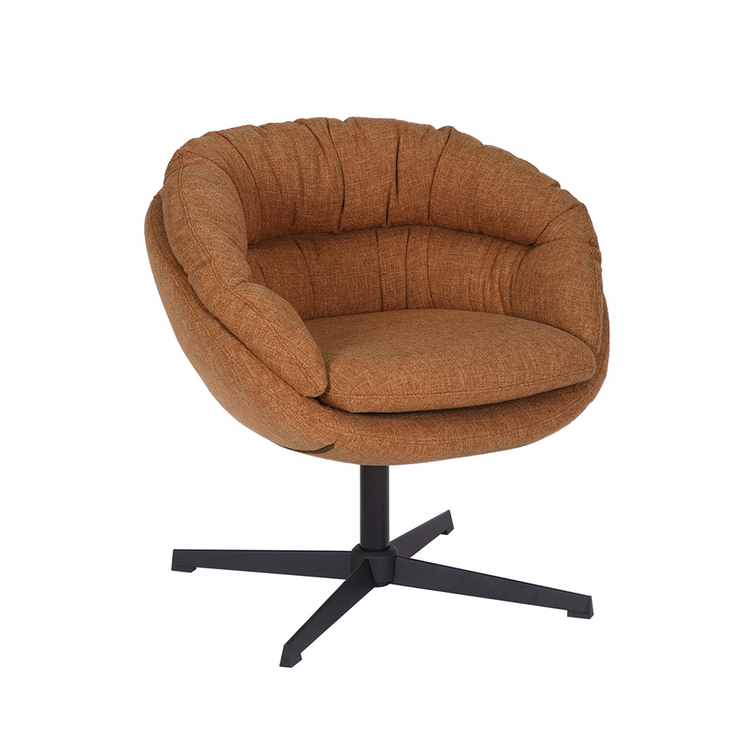 Fauteuil pivotant Porto tissu lin orange cuivre